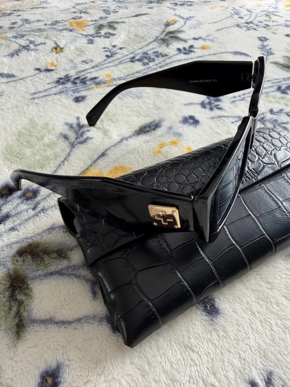 Peta + Jain Evans Black Rectangle Sunglasses w/ Case